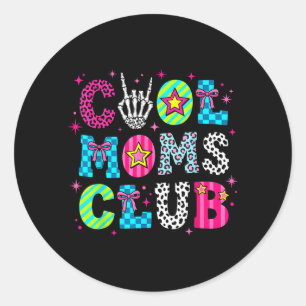 Cool Mom Club Retro Leopard Disco Hand Fun Humour Classic Round Sticker