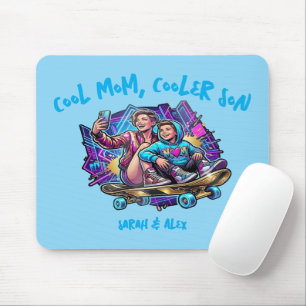 Cool Mom Cooler Son   Custom Name Retro Mousepad