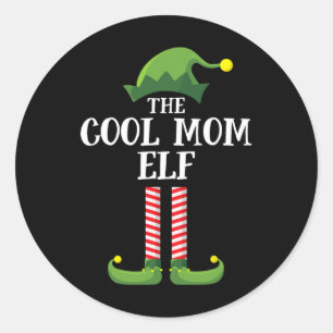 Cool Mom Elf Matching Family Group Christmas Party Classic Round Sticker