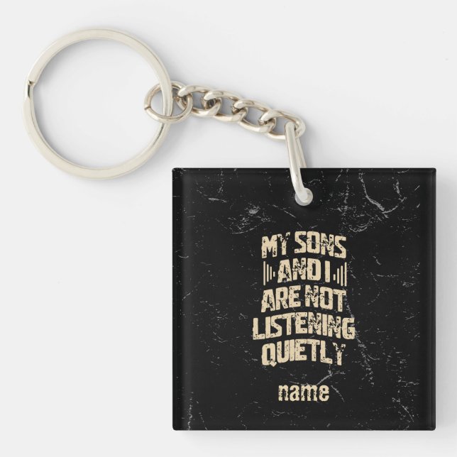 Cool Mom Gift for Rock Mum from Son Keychain (Front)