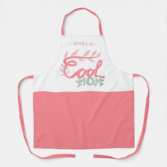 Cool Mom Hand Lettering Drawing Mother`s Day Apron (Front)