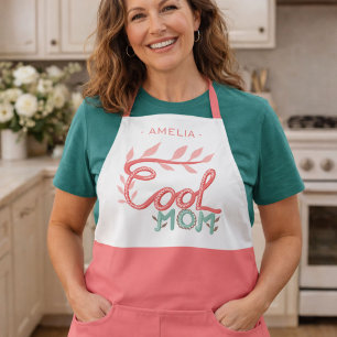 Cool Mom Hand Lettering Drawing Mother`s Day Apron