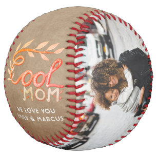 Cool Mom Hand Lettering Mother Rustic Beige Photo Softball