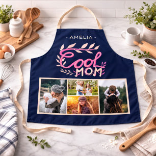 Cool Mom Hand Lettering Mother`s Day 4 Photo Apron