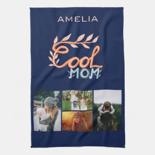 Cool Mom Hand Lettering Mother`s Day 4 Photo Kitchen Towel