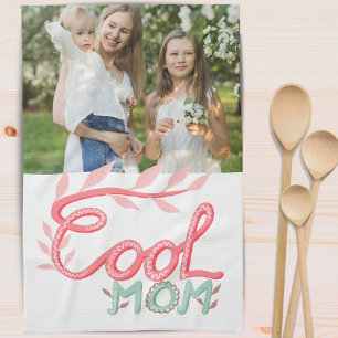Cool Mom Hand Lettering Mother`s Day Photo Kitchen Towel