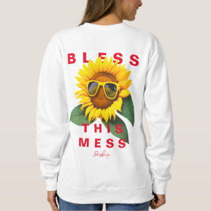 Cool Mom Life Bless This Mess Summer Sunflower Sweatshirt