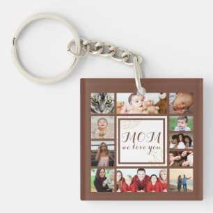 Cool Mom We Love You Photo Collage Keychain