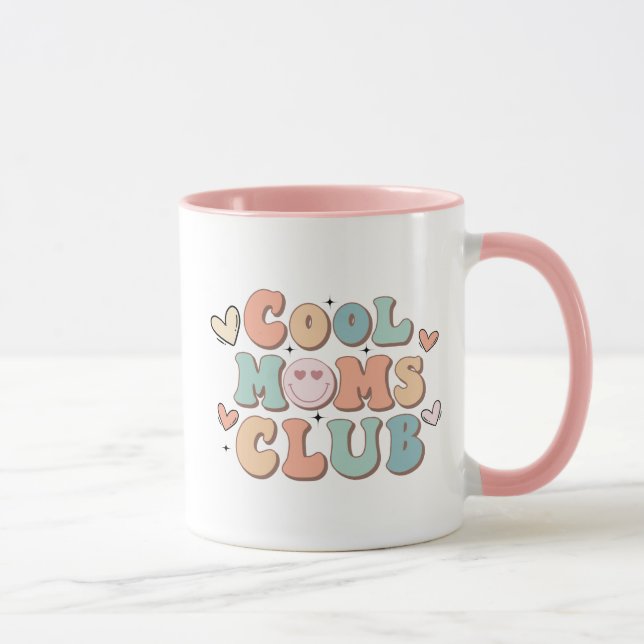 Cool Mom's Club Retro Pink Gift for Mom Coffee Mug (Right)