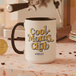 Cool Moms Club Retro Yellow and Blue Vintage Mug