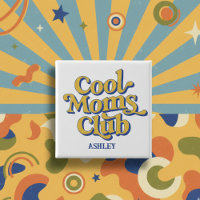 Cool Moms Club Trendy Mom Quote Blue Yellow Retro
