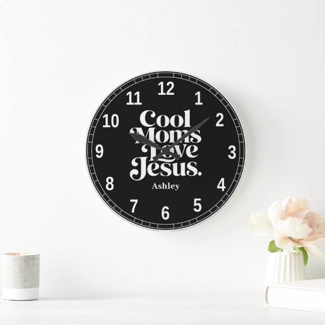 Cool Moms Love Jesus Large Clock (Home)