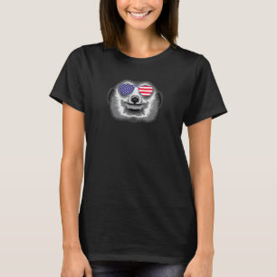 Cool Mongoose Wearing Usa Flag Sunglasses Us Ameri T-Shirt