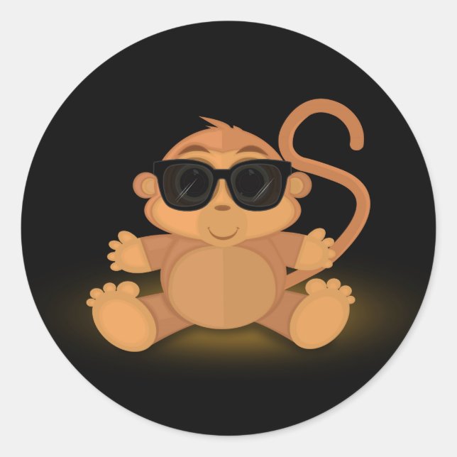 Cool Monkey Classic Round Sticker (Front)