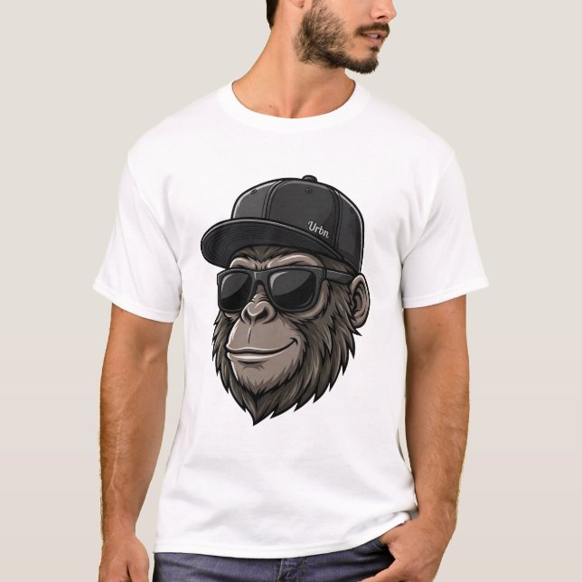 Cool Monkey with Sunglasses and Cap Graphic Tee (Front)