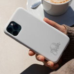 Cool Monochrome White Modern Script Monogram iPhone 15 Pro Case<br><div class="desc">The Cool Monochrome White Modern Script Monogram Personalized Phone Case offers a blend of style and personalization with key attributes tailored to meet your needs. This phone case stands out with its monochrome white design and modern script monogram, making it a sleek and elegant accessory. Key features of this phone...</div>