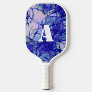 Cool Monogram Blue Abstract Art Pickleball Paddle