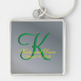 Cool Monogram Faux Pewter Fun Fab keychain