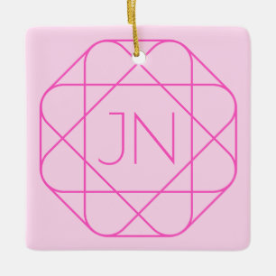 Cool Monogram, Hip Logo Style Pink & Magenta Ceramic Ornament