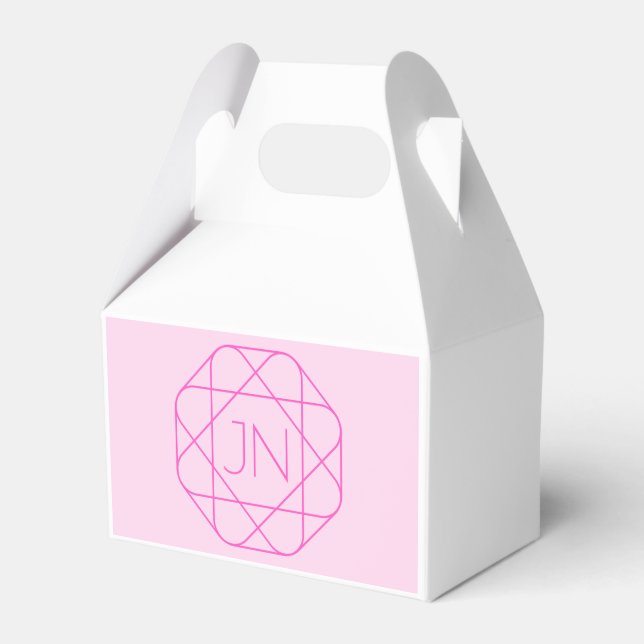 Cool Monogram, Hip Logo Style | Pink & Magenta Favor Box (Front Side)