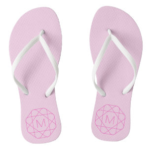 Cool Monogram, Hip Logo Style   Pink & Magenta Flip Flops