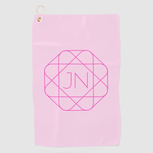 Cool Monogram, Hip Logo Style | Pink & Magenta Golf Towel (Front)