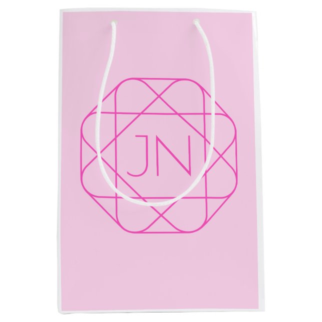 Cool Monogram, Hip Logo Style | Pink & Magenta Medium Gift Bag (Front)