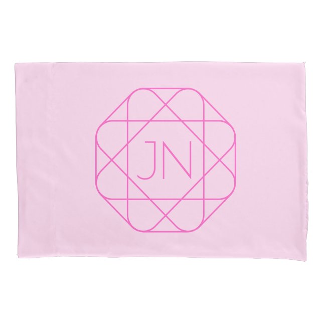 Cool Monogram, Hip Logo Style | Pink & Magenta Pillowcase (Front)