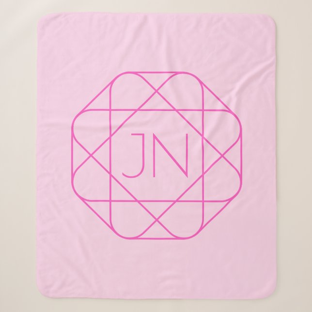 Cool Monogram, Hip Logo Style | Pink & Magenta Sherpa Blanket (Front)