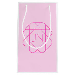 Cool Monogram, Hip Logo Style   Pink & Magenta Small Gift Bag
