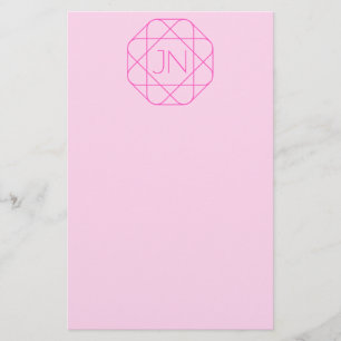 Cool Monogram, Hip Logo Style   Pink & Magenta Stationery