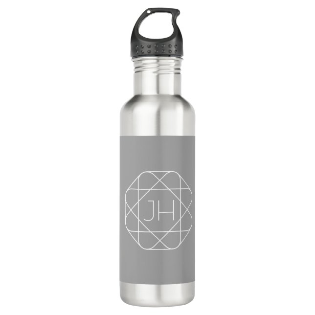 Cool Monogram, Hip Logo Style Vibe | Grey & White 710 Ml Water Bottle (Front)