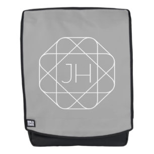 Cool Monogram, Hip Logo Style Vibe   Grey & White Backpack