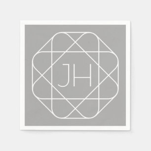 Cool Monogram, Hip Logo Style Vibe Grey & White Napkin