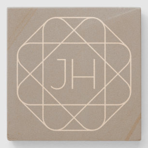 Cool Monogram, Hip Logo Style Vibe   Grey & White Stone Coaster