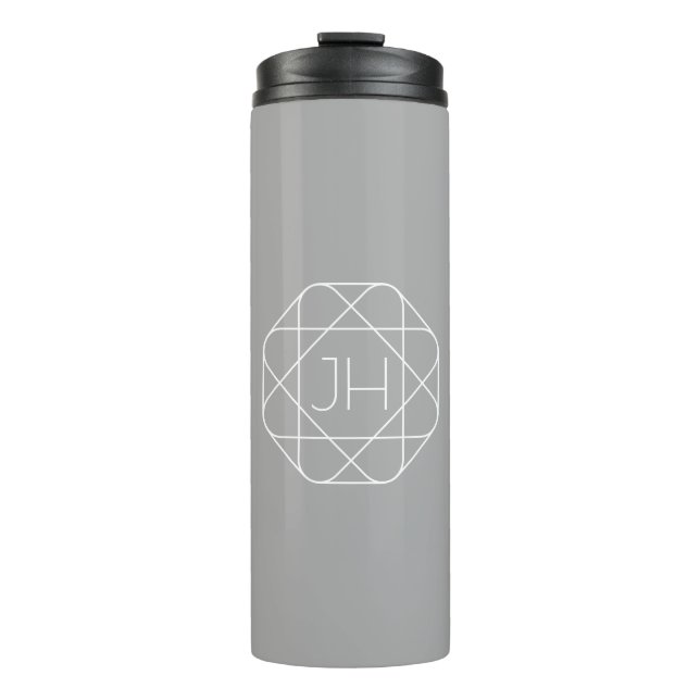 Cool Monogram, Hip Logo Style Vibe | Grey & White Thermal Tumbler (Front)