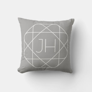 Cool Monogram, Hip Logo Style Vibe   Grey & White Throw Pillow