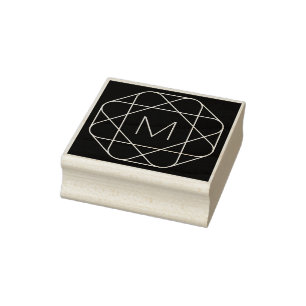 Cool Monogram, Hip Logo Style Vibe Rubber Stamp