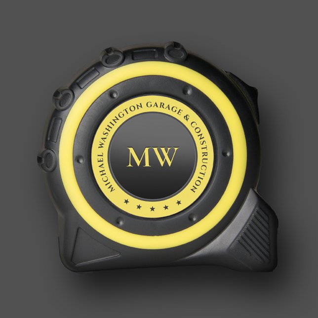 Cool Monogram Name Initials Black Yellow Modern 1 (Cool Monogram Name Initials Black Yellow Modern Tape Measure
)