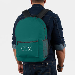 Cool Monogram on Teal Printed Backpack