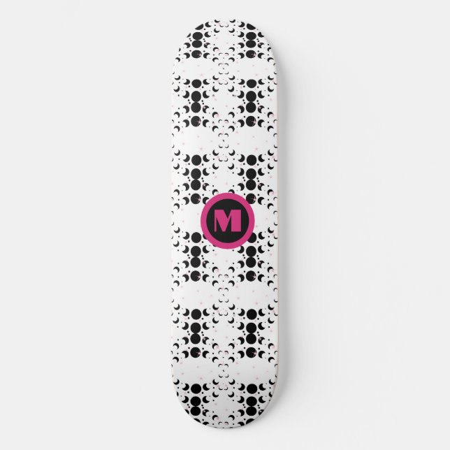 Cool Monogram Stars and Moon Polka Dot  Skateboard (Front)