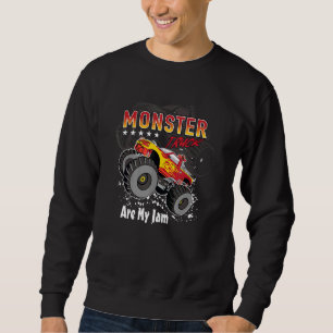 Cool Monster Truck Are My Jam Retro Sunset Engines Sweatshirt
