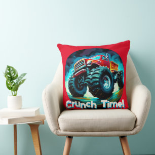 Cool Monster Truck  Crunch Time Throw Pillow
