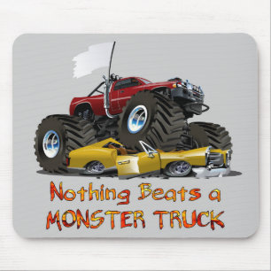 Cool Monster Truck Crushing a Car Drawing Mouse Pad