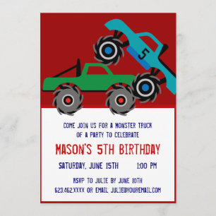 Cool Monster Trucks Birthday Party Invitations