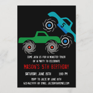 Cool Monster Trucks Invitations de fête d'annivers