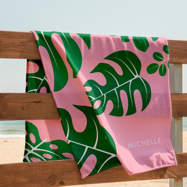 Cool Monstera Feuilles Serviette de plage personna (Créateur téléchargé)
