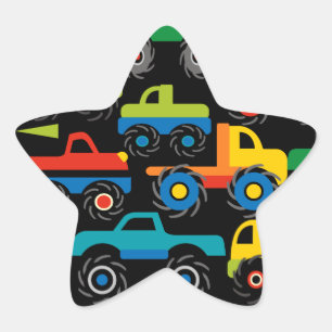 Cool Monsters Trucks Transportation Gifts for Boys Star Sticker