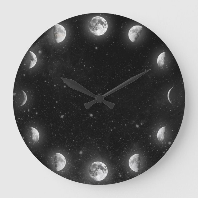 Cool Moon Phases Minimal Novelty Wall Clock (Front)