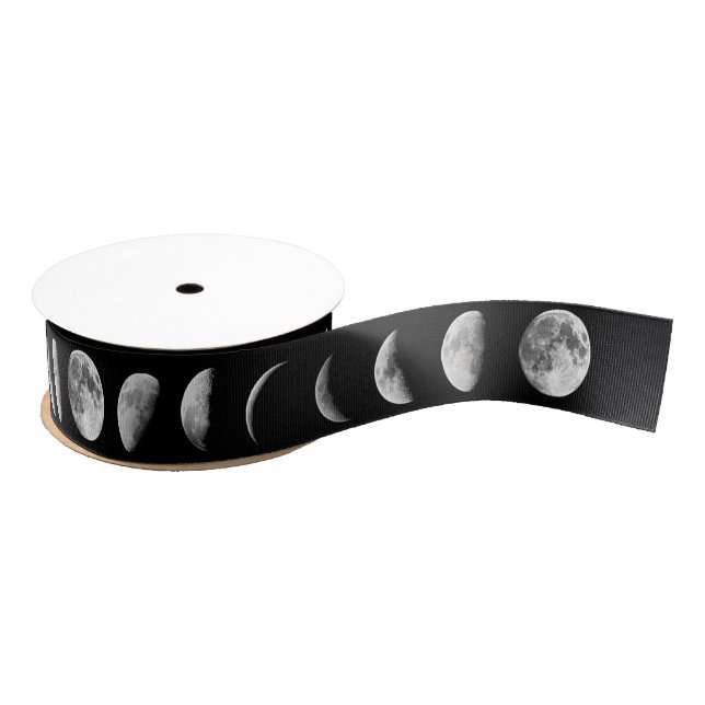 Cool Moon Phases Ribbon Grosgrain Ribbon (Spool)